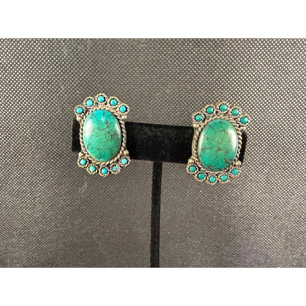 Sancrest Turquoise Screw‑Back Earrings Southwestern Silver & Multi‑Stone Design